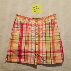 Gymboree girls size 8, bright colored plaid skirt has modesty shorts